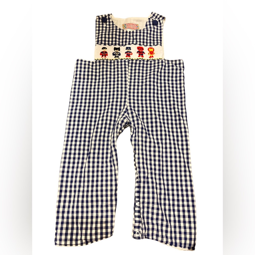 Boys smocked super hero one piece